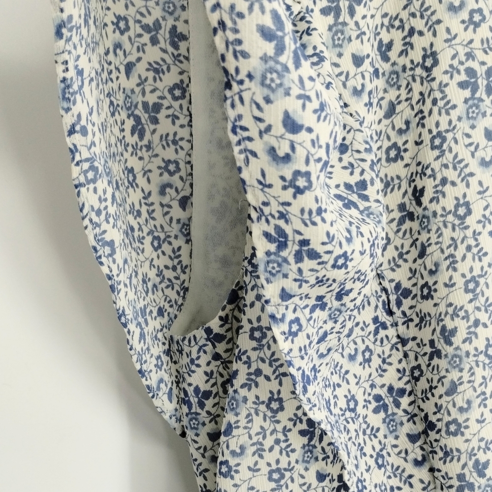 Madewell Top Georgette Ruffle Sleeve‎ Peplum American Floral Blouse - Picture 6 of 10